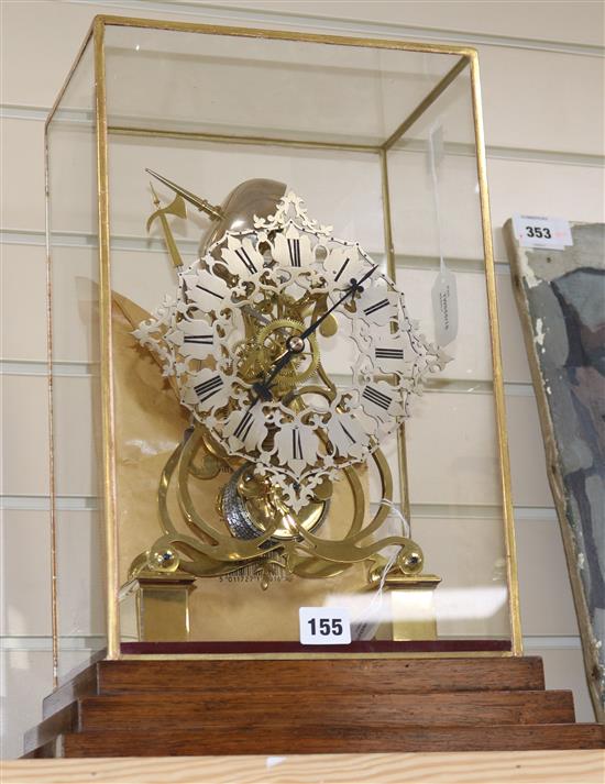A brass skeleton clock, H 46.3cm (overall)